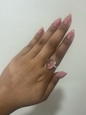 S925 Sterling Silver Rose Quartz Oval Ring